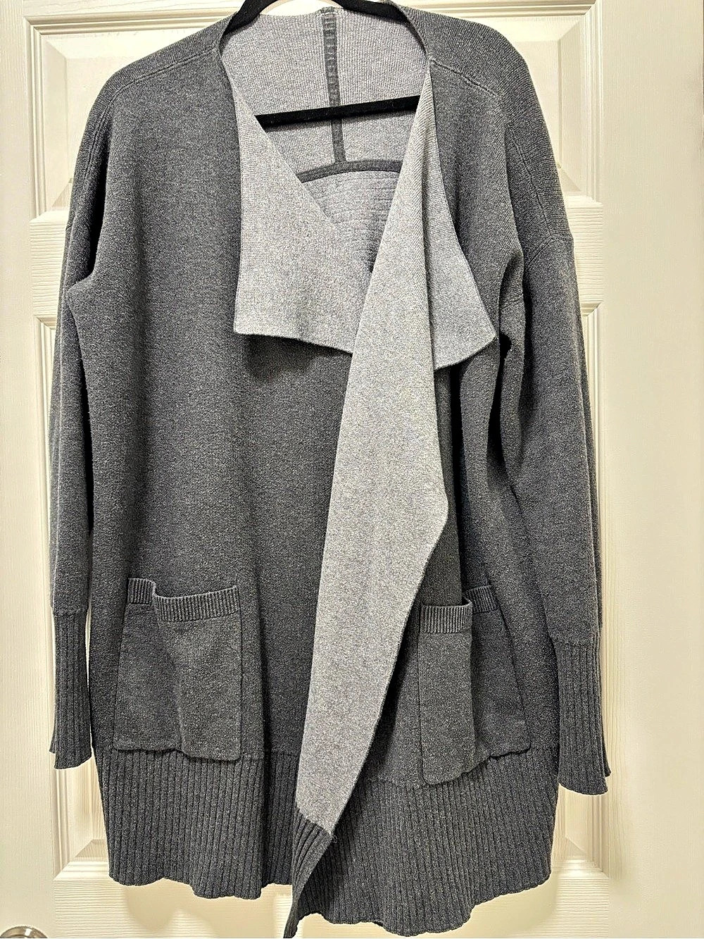 Gray Draped Front Reversible Cardigan Lululemon Knit Like New